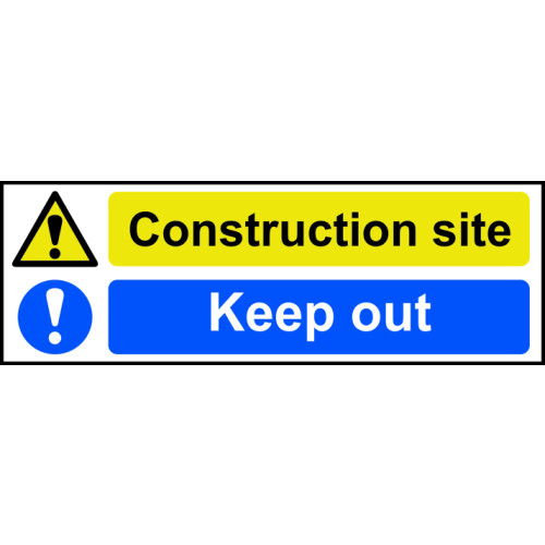 'Construction Site Keep Out' Sign, Self-Adhesive Vinyl (300mm x 100mm)