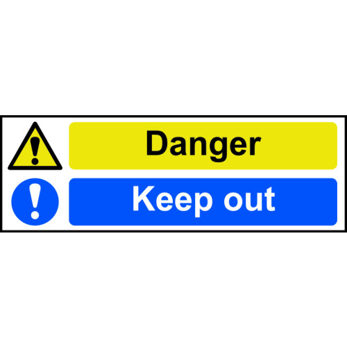 'Danger Keep Out' Sign, Self-Adhesive Vinyl (300mm x 100mm)