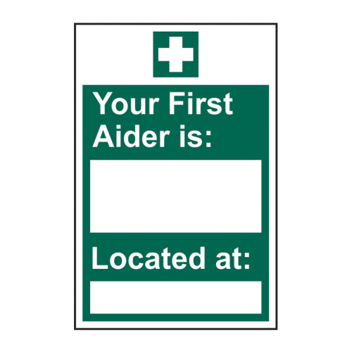'Your First Aider Is' Sign, Self-Adhesive Vinyl (200mm x 300mm)
