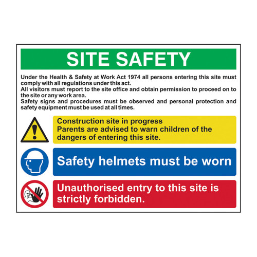'Site Safety Composite' Sign, 3mm Foamex Board, (800mm x 600mm)
