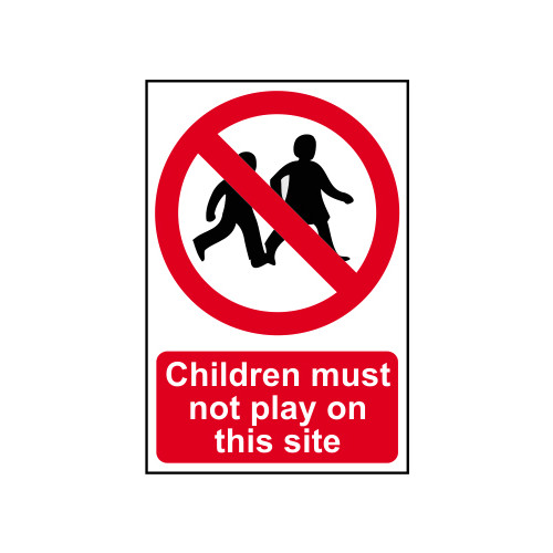 'Children Must Not Play On This Site' Sign, Lightweight Corrugated Plastic (400mm x 600mm)