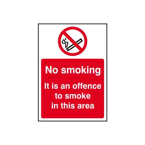 'It Is An Offence To Smoke' Sign, Self-Adhesive Vinyl (148mm x 210mm)