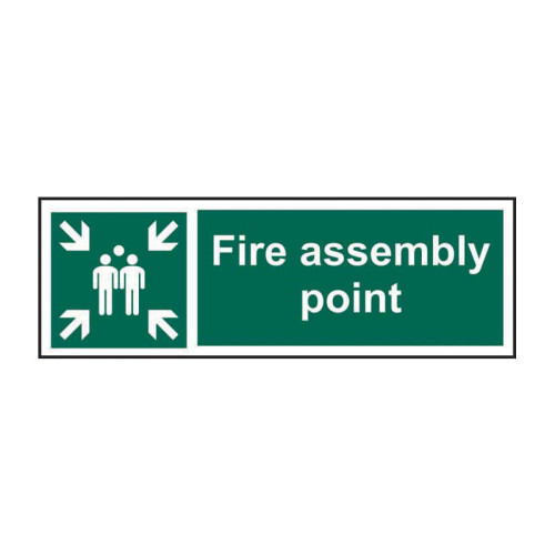 'Fire Assembly Point' Sign, Self-Adhesive Vinyl (300mm x 100mm)