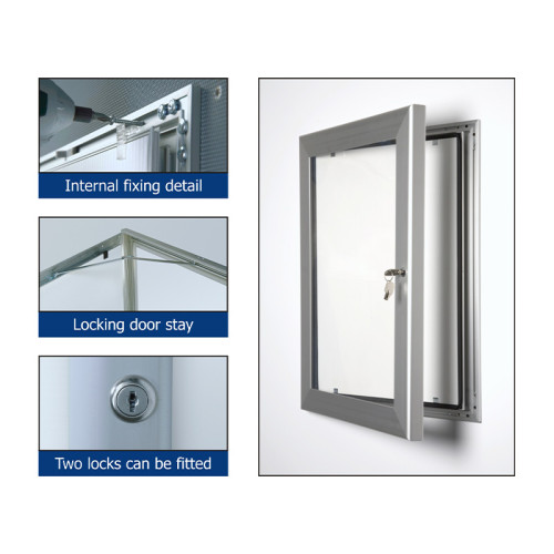 A4 Lockable Poster Frame - Silver Aluminium