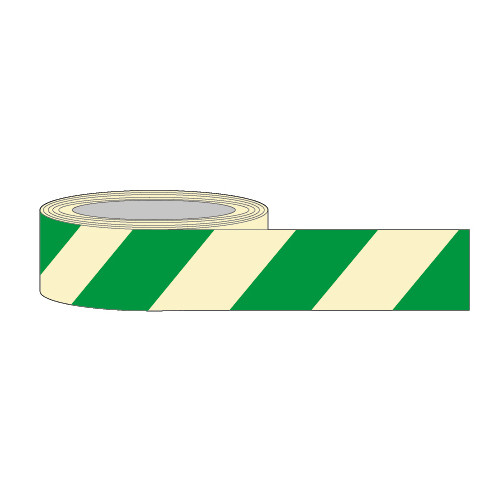 'Green Chevron' Photoluminescent Tape, 1.3mm Rigid Self Adhesive Photoluminescent (40mmx 10m)