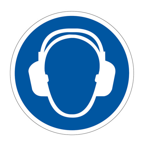 'Ear Protection Symbol' Floor Graphic, Anti-slip Laminated Floor Sign (400mm dia.)