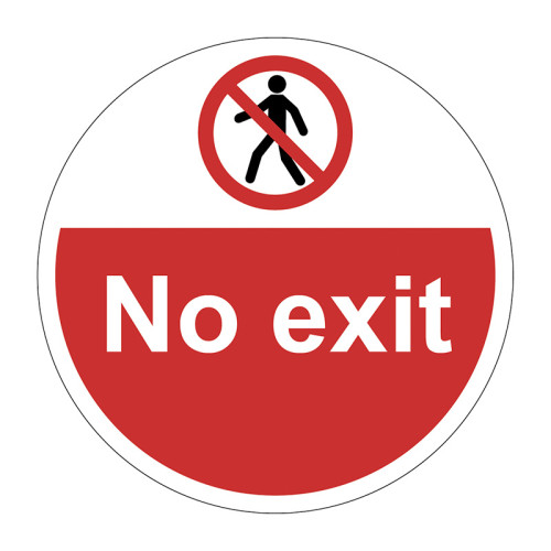 'No Exit' Floor Graphic, Anti-slip Laminated Floor Sign (400mm dia.)