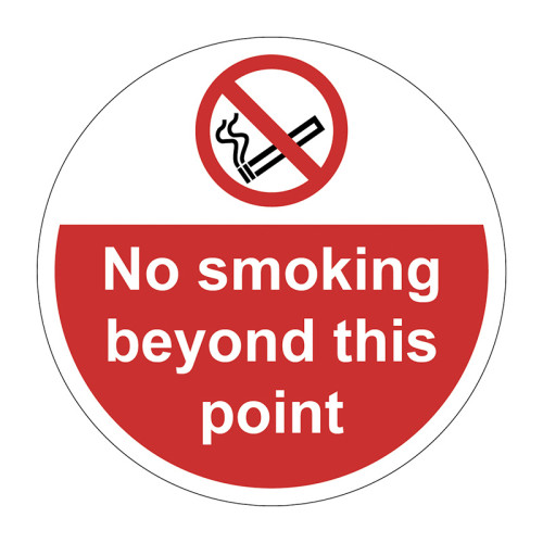'No Smoking Beyond This Point' Floor Graphic, Anti-slip Laminated Floor Sign (400mm dia.)