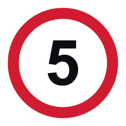'5mph Speed Limit' Road Sign, Aluminium Composite without channel (600mm dia.)
