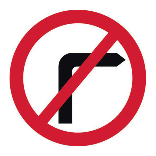 No Right Turn Road Sign (with channel)