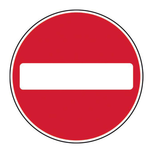 'No Entry' Road Sign, Aluminium Composite without channel (600mm dia.)