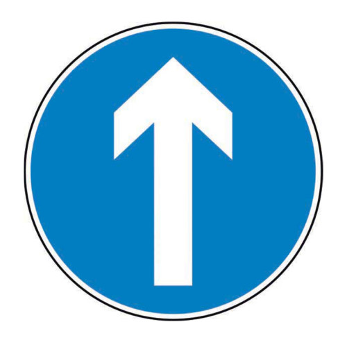 'Vertical Arrow Road' Sign, Aluminium Composite with channel (600mm dia.)