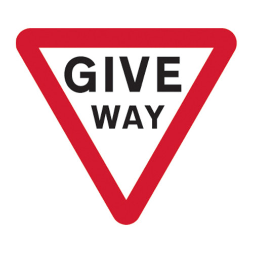 'GIVE WAY Road' Sign, Aluminium Composite with channel (600mm tri.)
