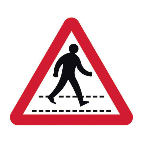 'Pedestrian Walkway' Road Sign, Aluminium Composite without channel (600mm triangle)