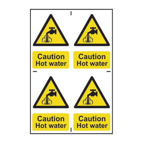 Caution Hot water - 1.2mm Recyclable PP (200 x 300mm)