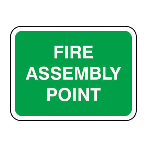 'Fire Assembly Point' Road Sign, Aluminium Composite with channel (600mm x 450mm)