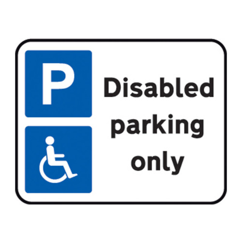 'Disabled Parking Only' Road Sign, Aluminium Composite with channel (320mm x 250mm)