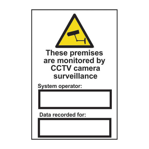 These premises are monitored by CCTV camera surveillance - 1.2mm Recyclable PP (200 x 300mm)