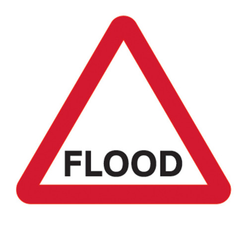 FLOOD' Temporary Road Sign with Frame (600mm Triangle)