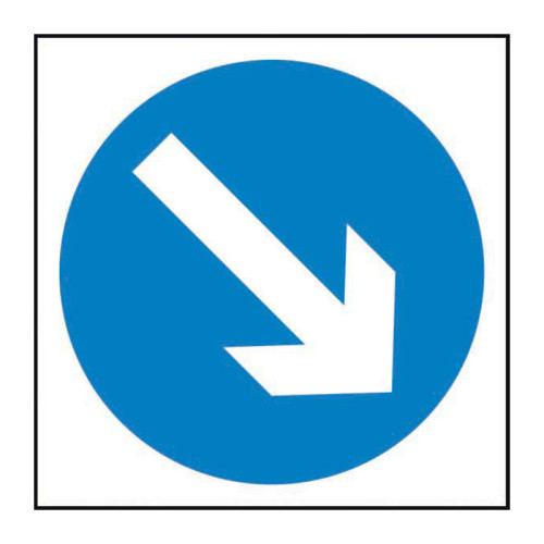 Keep Right Arrow' Temporary Road Sign, Zintec (750mm x 750mm)