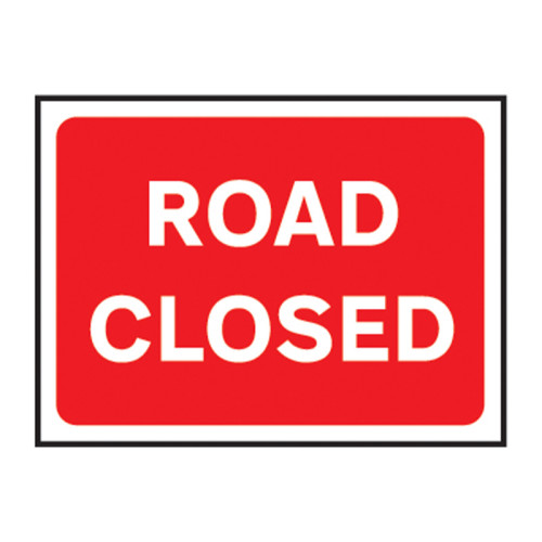 Road Closed' Temporary Road Sign with Frame (600mm x 450mm)