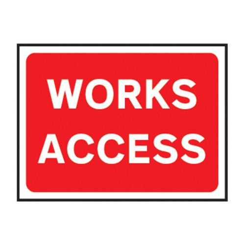 Works Access' Temporary Road Sign with Frame, Zintec (1050mm x 750mm)