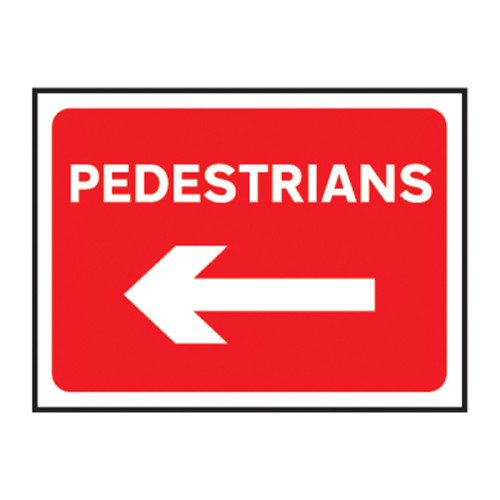 Pedestrians (Arrow Left)' Temporary Road Sign with Frame (600mm x 450mm)
