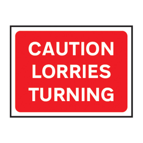 Caution Lorries Turning' Temporary Road Sign with Frame (1050mm x 750mm)