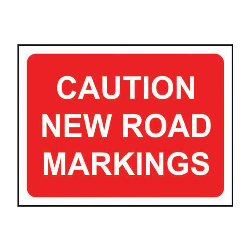 Caution New Road Markings' Temporary Road Sign, Zintec (1050mm x 750mm)