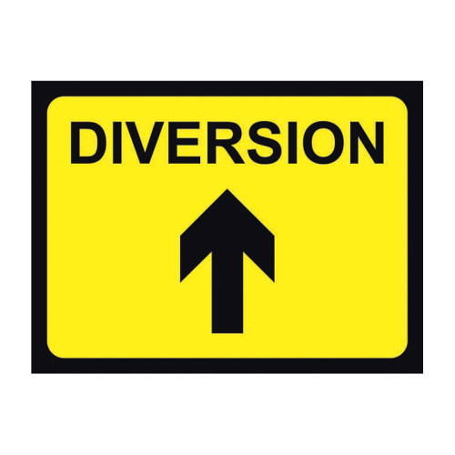 Diversion (Arrow Up)' Temporary Road Sign, Zintec (1050mm x 750mm)