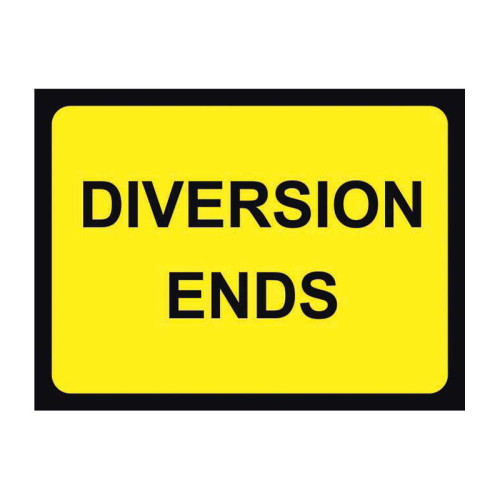 Diversion Ends' Temporary Road Sign, Zintec (1050mm x 750mm)