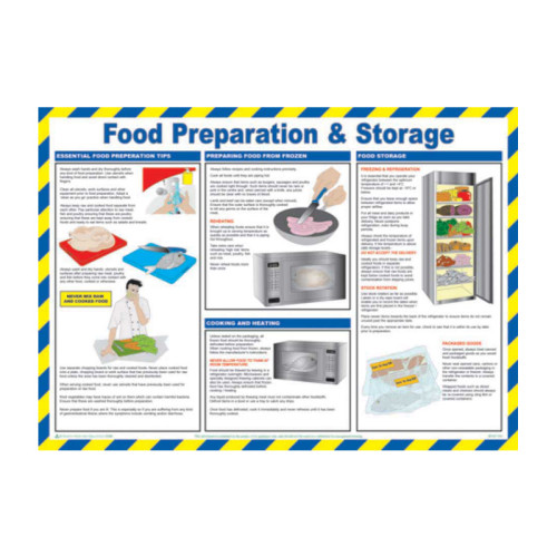 'Food Preparation & Storage' Sign, Laminated Paper, Safety Poster (590mm x 420mm)