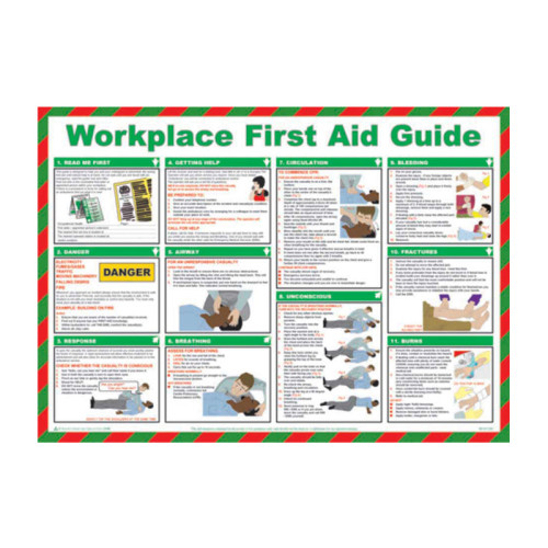 'Workplace First Aid Guide' Sign, Laminated Paper, Safety Poster (590mm x 420mm)