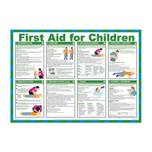 'First Aid for Children' Sign, Laminated Paper, Safety Poster (590mm x 420mm)