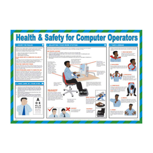 'Health & Safety for Computer Operators' Sign, Laminated Paper, Safety Poster (590mm x 420mm)