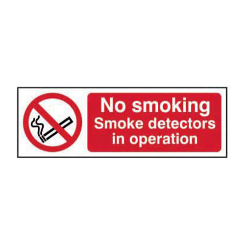 No smoking smoke detectors in operation 1.2mm Recyclable PP (300 x 100mm)