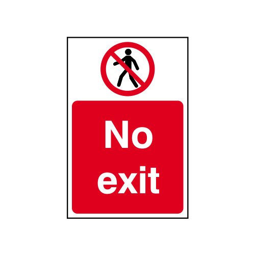 'No Exit' Sign, Self-Adhesive Vinyl (200mm x 300mm)