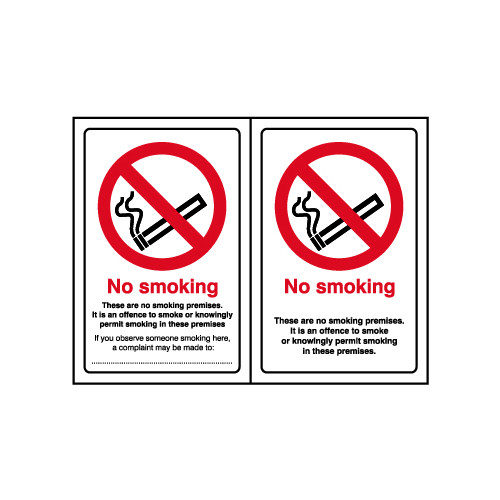 No Smoking' Sign, Self-Adhesive Vinyl - Double Sided (100mm x 150mm) 2 Per Sheet