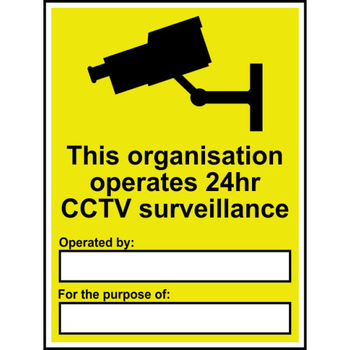 'This Organisation Operates CCTV' Sign, Self-Adhesive Vinyl (300mm x 400mm)