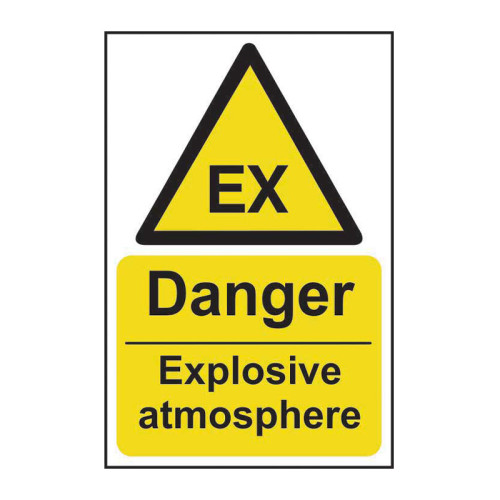 'Danger Explosive Atmosphere' Sign, Self-Adhesive Vinyl (200mm x 300mm)