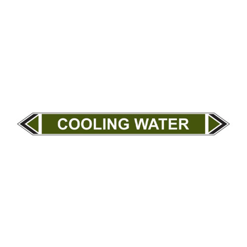 'Cooling Water' Flow Marker, Self-Adhesive Polypropylene, 5 Pack (384mm x 40mm)