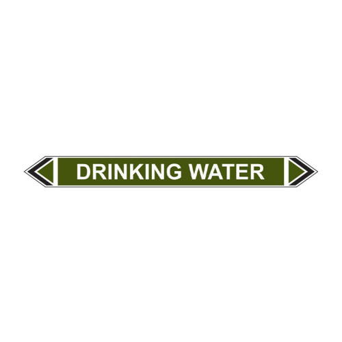 'Drinking Water' Flow Marker, Self-Adhesive Polypropylene, 5 Pack (384mm x 40mm)