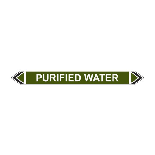 'Purified Water' Flow Marker, Self-Adhesive Polypropylene, 5 Pack (384mm x 40mm)