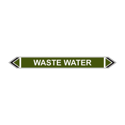 'Waste Water' Flow Marker, Self-Adhesive Polypropylene, 5 Pack (384mm x 40mm)