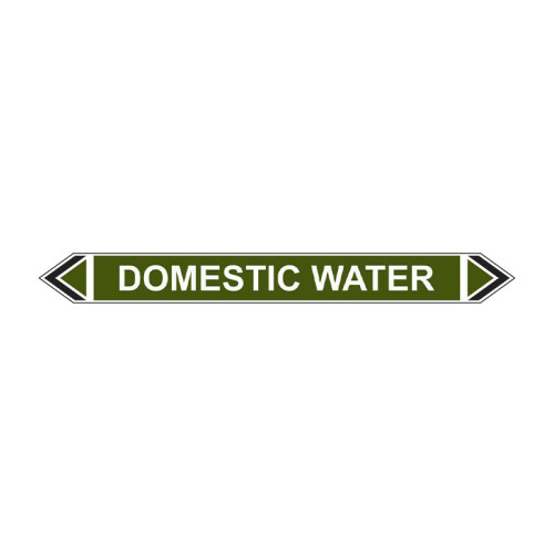 'Domestic Water' Flow Marker, Self-Adhesive Polypropylene, 5 Pack (384mm x 40mm)