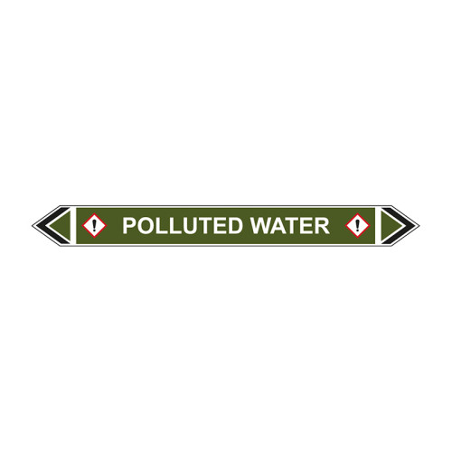 'Polluted Water' Flow Marker, Self-Adhesive Polypropylene, 5 Pack (384mm x 40mm)