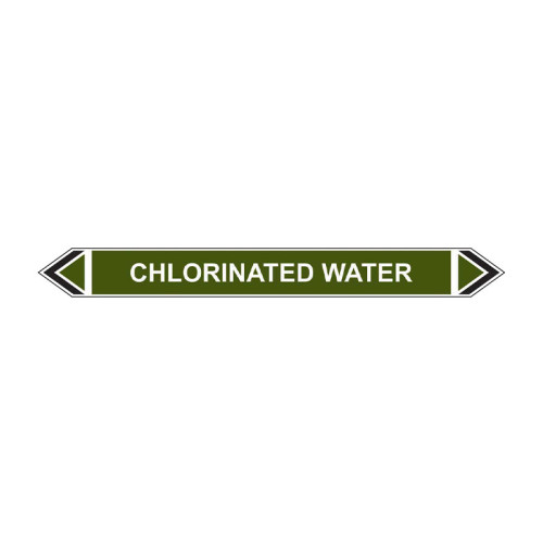 'Chlorinated Water' Flow Marker, Self-Adhesive Polypropylene, 5 Pack (384mm x 40mm)