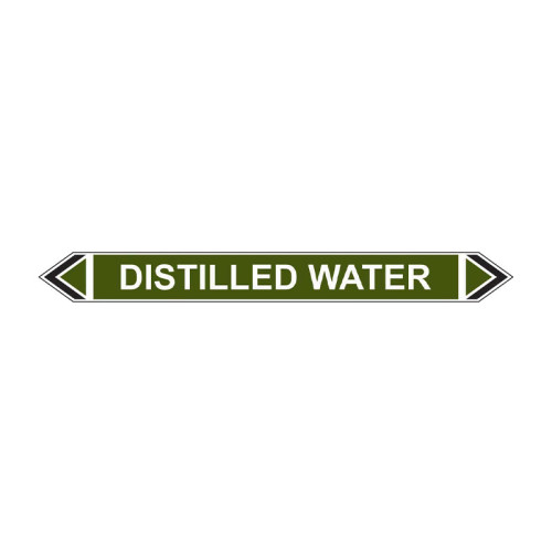 'Distilled Water' Flow Marker, Self-Adhesive Polypropylene, 5 Pack (384mm x 40mm)