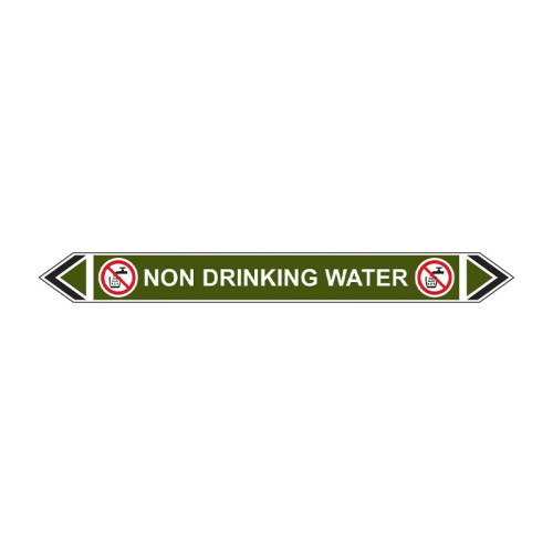'Non Drinking Water' Flow Marker, Self-Adhesive Polypropylene, 5 Pack (384mm x 40mm)