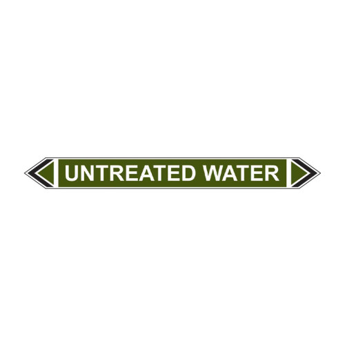 'Untreated Water' Flow Marker, Self-Adhesive Polypropylene, 5 Pack (384mm x 40mm)